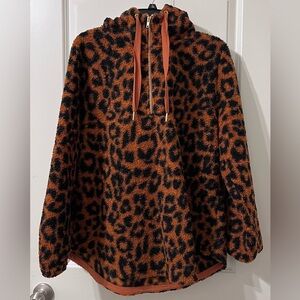 LOFT- Leopard Print Fleece Hoodie